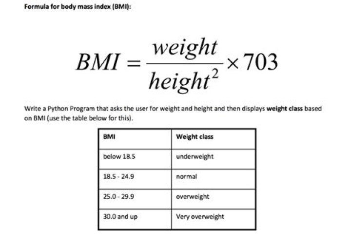 BMI Formula Example