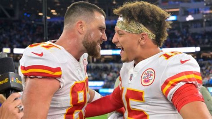Patrick Mahomes and Travis Kelce Wear Matching Pastel Suits for