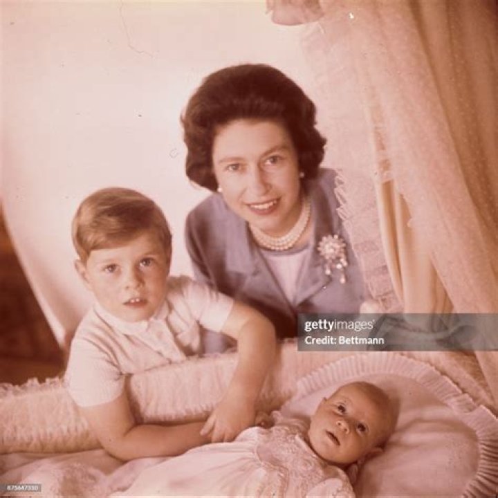 Queen Elizabeth with her two youngest children, Princes Edward and